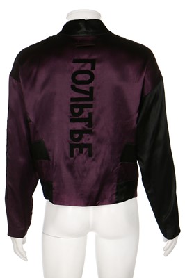 Lot 253 - A  Jean Paul Gaultier man's satin jacket, 'Russian Constructivist' collection, Autumn-Winter 1986-87