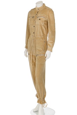Lot 252 - An André Courrèges man's tan jumbo-needlecord jumpsuit, circa 1970