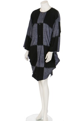 Lot 275 - An Issey Miyake blue and black ikat cotton dress, Spring-Summer 1986
