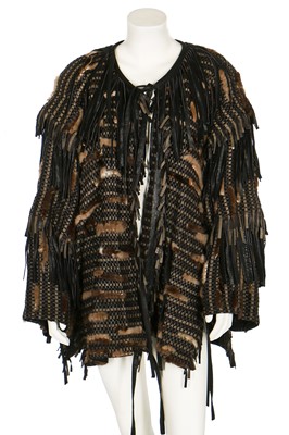 Lot 278 - An Issey Miyake woven leather and fur jacket, probably late 1980s