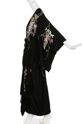 Lot 64 - A silk kimono finely embroidered with wisteria, Japanese for the European market, 1910-20