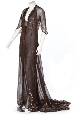 Lot 189 - A Jean-Louis Scherrer by Stéphane Rolland embellished brown chiffon evening ensemble, Autumn-Winter 1998-99