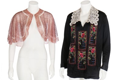 Lot 40 - A knitted silk jersey blouse with appliqued embellished panels, 1920s