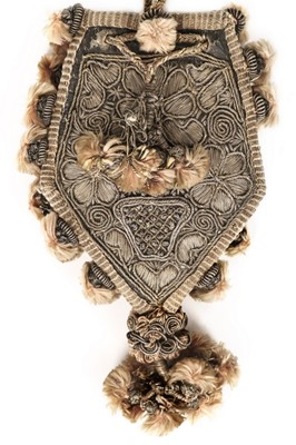 Lot 69 - A metal thread embroidered purse, early 17th...