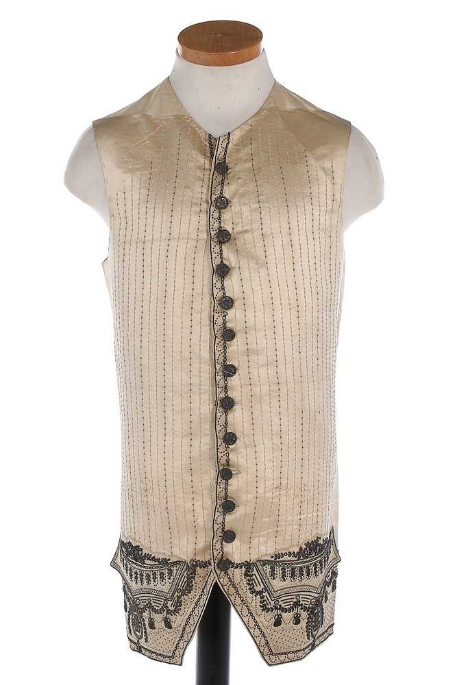 Lot 82 - A gentleman's embroidered ivory satin...