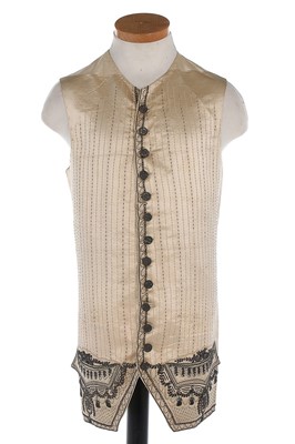 Lot 82 - A gentleman's embroidered ivory satin...