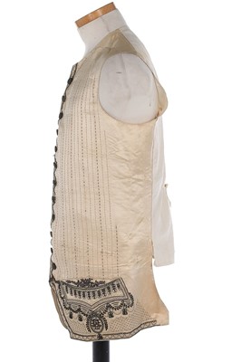Lot 82 - A gentleman's embroidered ivory satin...