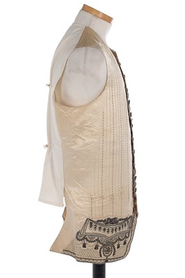 Lot 82 - A gentleman's embroidered ivory satin...