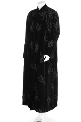Lot 82 - A Fauro of Torino black velvet evening coat embroidered with reeds of silk cord, late 1940s-early 50s