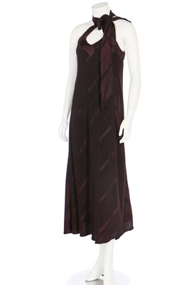 Lot 126 - An Alice Pollock bias-cut satin striped crêpe dress, 1970s