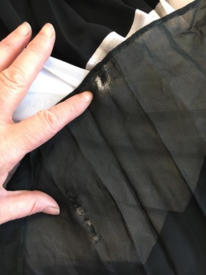 Lot 138 - A good Jean Varon black and white striped chiffon gown, circa 1974