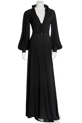 Lot 129 - An Ossie Clark black moss crêpe dress, circa 1970