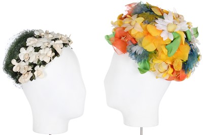 Lot 92 - Three Schiaparelli hats, late 1950s-1960s
