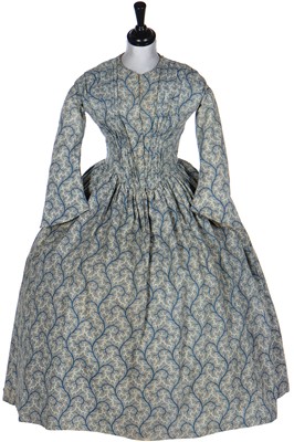 Lot 3 - A printed wool day dress, circa 1850