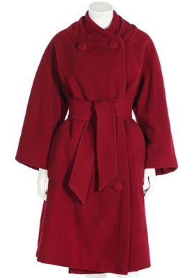 Lot 104 - A Christian Dior London berry-red wool coat, circa 1960