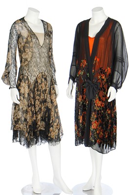 Lot 54 - Six dinner dresses, mainly black, late 1920s-1930s