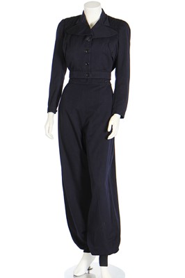 Lot 73 - A Lillywhites navy wool-gabardine ski-suit, circa 1937