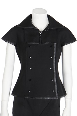 Lot 144 - A Courrèges black wool double-breasted bodice, circa 1970