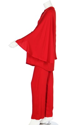 Lot 149 - A Valentino Garavani couture red crêpe ensemble, probably 1970s