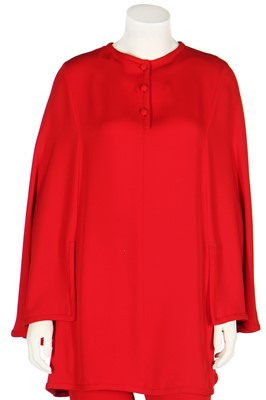 Lot 149 - A Valentino Garavani couture red crêpe ensemble, probably 1970s