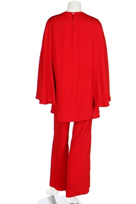 Lot 149 - A Valentino Garavani couture red crêpe ensemble, probably 1970s