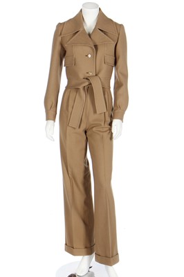 Lot 151 - A Valentino Garavani couture tan wool ensemble, mid 1970s