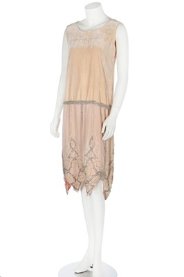 Lot 47 - A pale pink velvet flapper dress, mid 1920s
