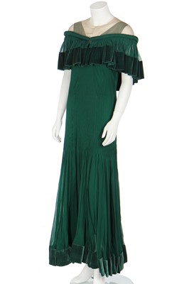 Lot 365 - A Jenny couture emerald chiffon evening ensemble, circa 1930