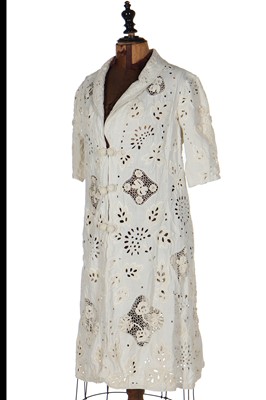 Lot 22 - An Irish crochet and cutwork linen jacket, circa 1910