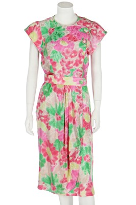 Lot 343 - A Lindka Cierach bespoke floral silk damask dress, worn by Sarah Ferguson, Duchess of York, 1987