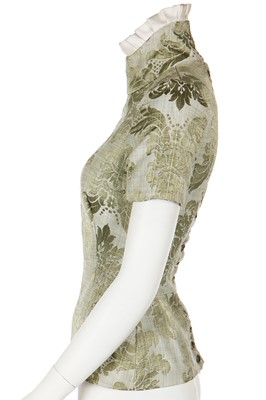 Lot 450 - A rare Alexander McQueen green damask bodice, 'Highland Rape' collection, Autumn-Winter 1995-96