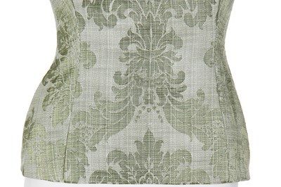 Lot 450 - A rare Alexander McQueen green damask bodice, 'Highland Rape' collection, Autumn-Winter 1995-96