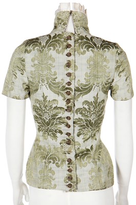 Lot 450 - A rare Alexander McQueen green damask bodice, 'Highland Rape' collection, Autumn-Winter 1995-96