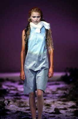 Lot 457 - A rare Alexander McQueen aqua suede dress, 'Highland Rape' collection, Autumn-Winter 1995-96