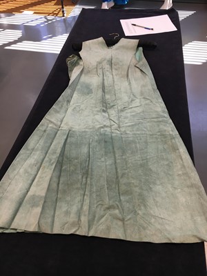 Lot 457 - A rare Alexander McQueen aqua suede dress, 'Highland Rape' collection, Autumn-Winter 1995-96