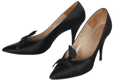Lot 177 - Roger Vivier for Christian Dior black satin evening shoes, 1960