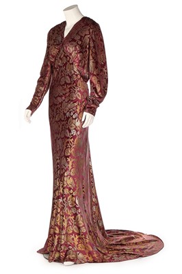 Lot 129 - A Maria Gallenga bias-cut stencilled purple...