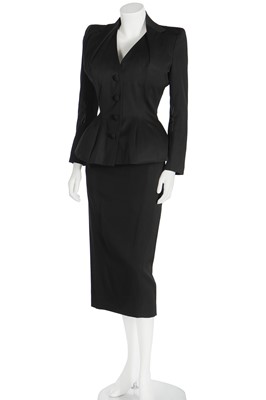 Lot 440 - A John Galliano black wool suit, 'Dolores' collection, Autumn-Winter 1995-96