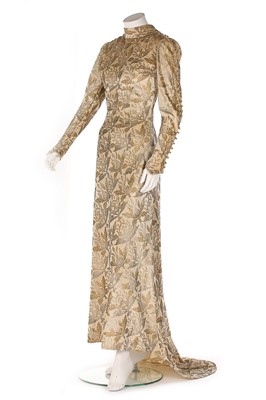 Lot 130 - A Maria Gallenga bias-cut stencilled ivory...