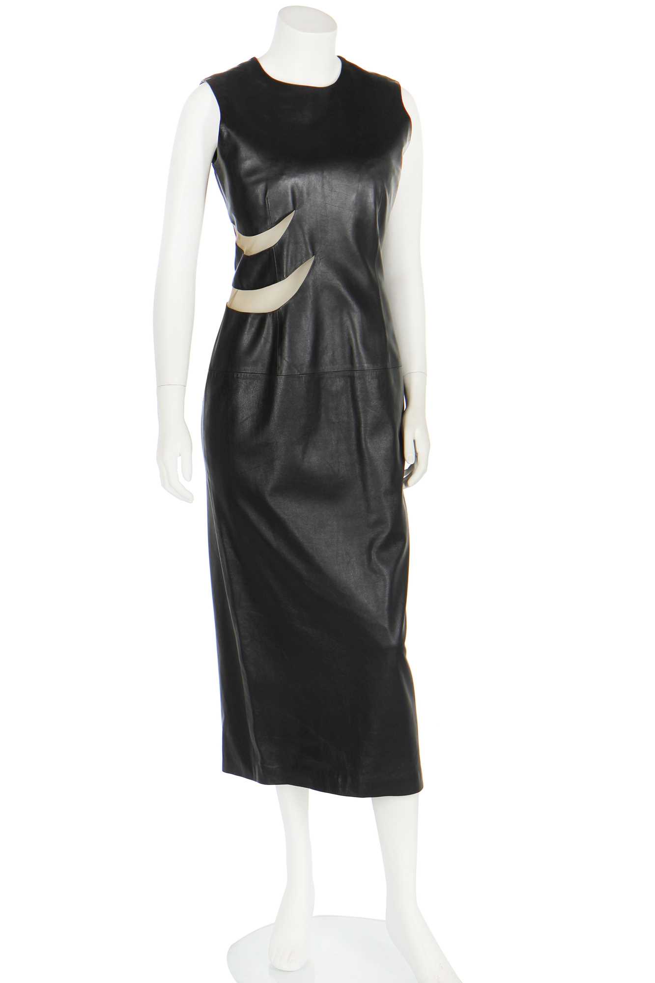 alexander mcqueen black leather dress Lot 466 MillyBridal Black High Neck Size:64 Regular Sleeveless mini dress in graceful