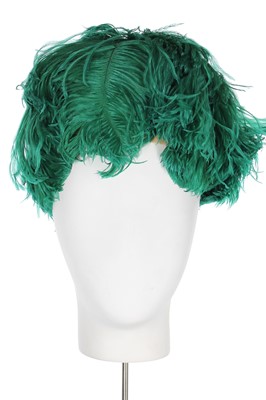 Lot 100 - A Pierre Balmain green ostrich feather hat, late 1950s-early 60s