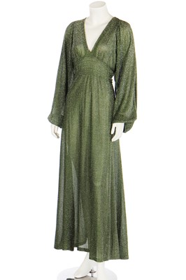 Lot 132 - An Ossie Clark for Radley green lurex dress, 1973
