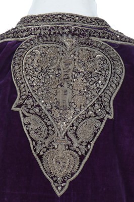 Lot 272 - A man's purple velvet angarkha jacket, Indian, circa 1900