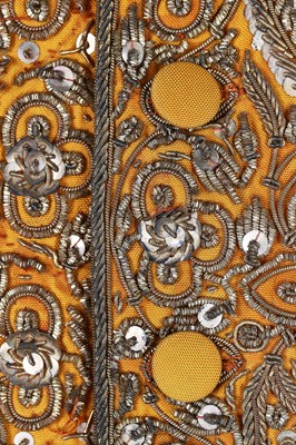 Lot 258 - A young men's brilliant yellow silk court coat, Indian, 1910-20