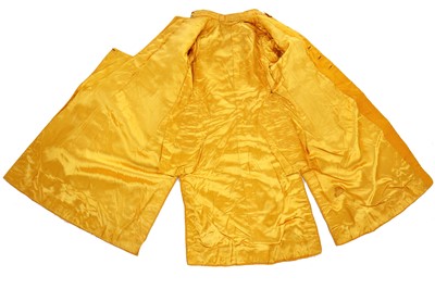 Lot 258 - A young men's brilliant yellow silk court coat, Indian, 1910-20