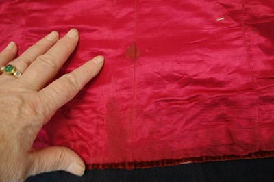 Lot 257 - A boys' embroidered scarlet velvet court coat, Indian, late 19th century