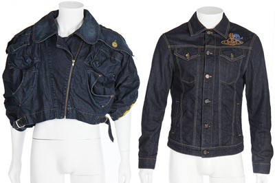 Lot 105 - Two Vivienne Westwood denim jackets with 'squiggle' print cotton linings, 2000s-modern
