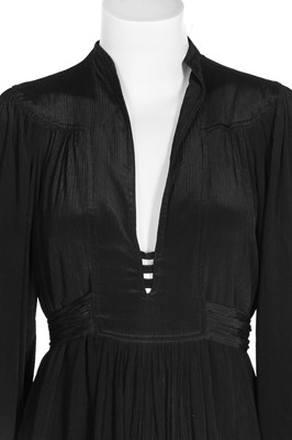 Lot 163 - An Ossie Clark for Radley black finely-pleated rayon dress, circa 1978