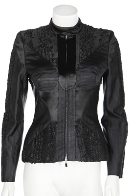 Lot 49 - An Alexander McQueen black silk patchwork jacket, circa 2003