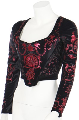 Lot 204 - A Vivienne Westwood metallic-stencilled velvet corset, 'Salon' collection, Spring-Summer 1992